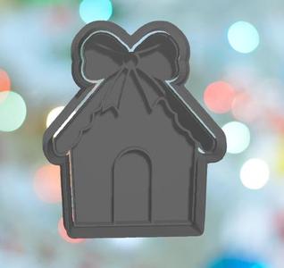 Christmas House With Bow Cookie Cutter