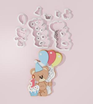 Happy Birthday Bear #1 Cookie Cutter