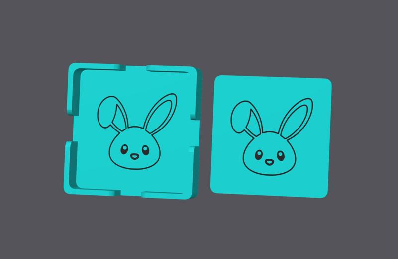 Farm Animals - Bunny Head - Square Coaster with holder