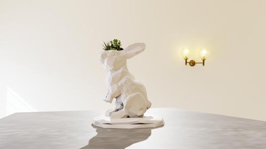 rabbit low poly planter pot flower vase stl 3dprint file