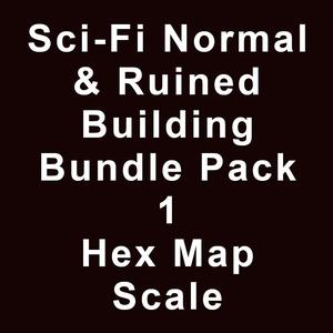 Sci-Fi Normal & Ruined Building Bundle Pack 1 Hex Map Scale