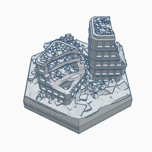 Sci-Fi Ruined Buildings 24 Hex Map Scale HMSSFR024