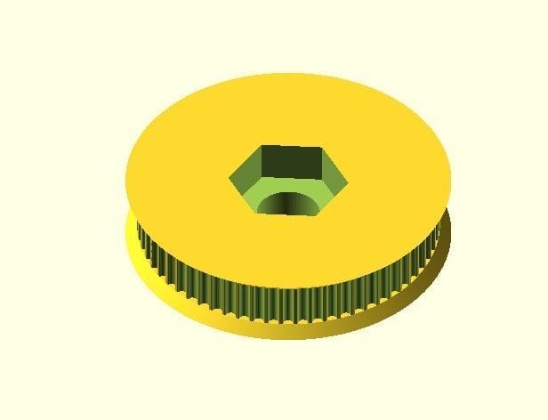 Parametric Pulley for toothed belts in OpenSCAD