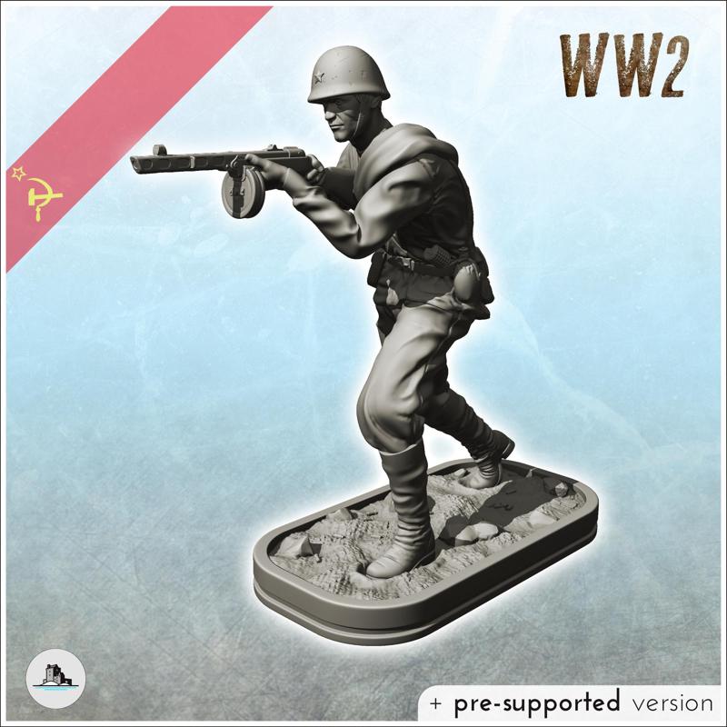 Soviet storm trooper running with PPSh-41 (4) - (pre-supported version included) Soviet army WW2 Second World World East front Ostfront
