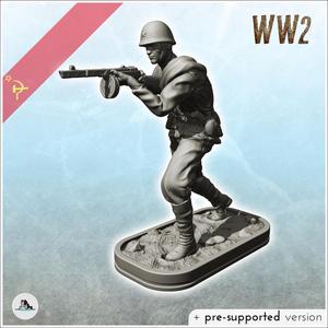 Soviet storm trooper running with PPSh-41 (4) - (pre-supported version included) Soviet army WW2 Second World World East front Ostfront