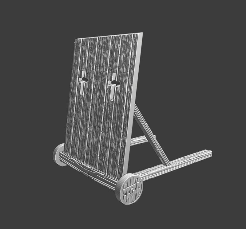 Medieval protection with two cross and two poles