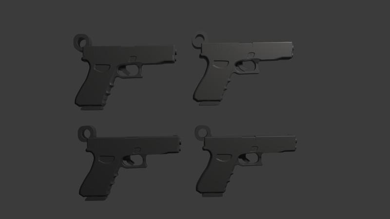 mini Glock on keychain (with rings)