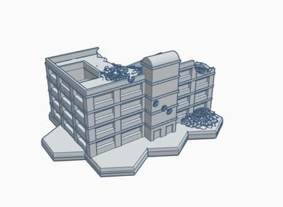 Modern Ruined Building 13 with Hex Base: Ruined Parking Garage MRHB013