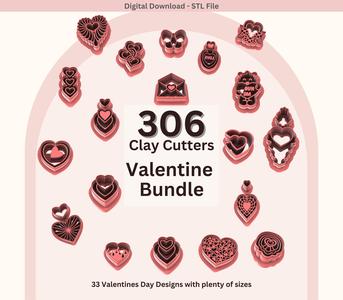 306 Mega Bundle Valentines Clay Cutter for Polymer Clay, Digital STL File, Clay Tools