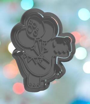 Dinosaur Trex With Balloons Cookie Cutter