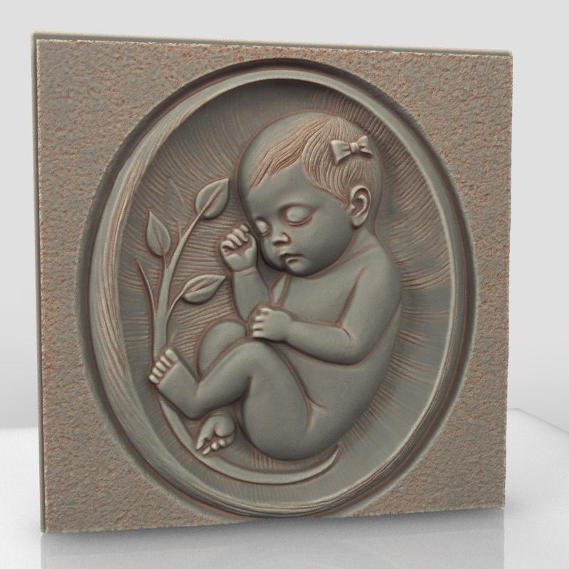 Baby Fetus Bas Relief Wall Decor -1