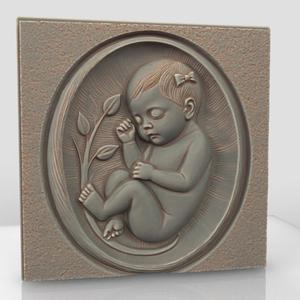 Baby Fetus Bas Relief Wall Decor -1