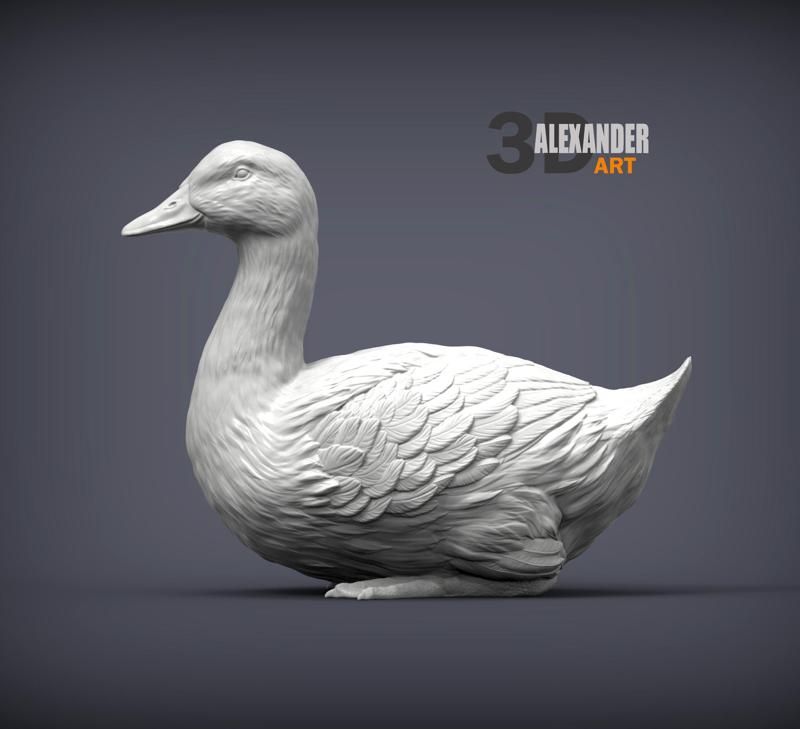 Pekin duck lies 3D printed model