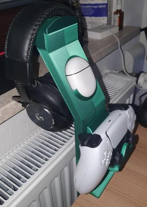 Desk Clamp Headset Stand with PS5 Controller Holder