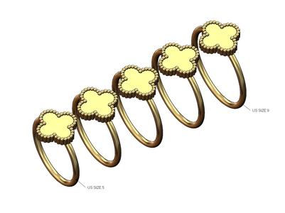 Simple clover leaf engravable band US sizes 5 to 9 3D print model