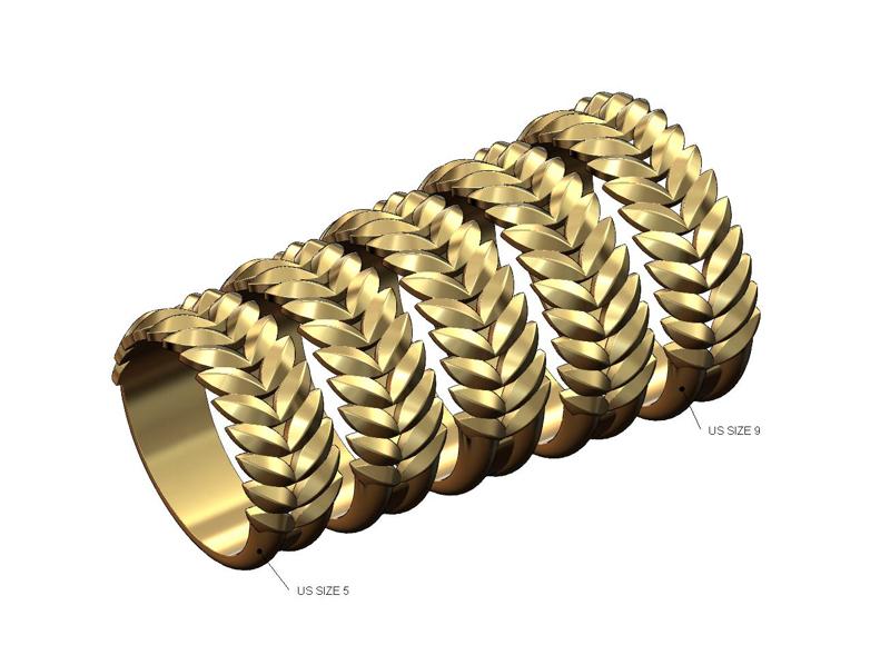 Double row tilted wheat leaf band 3D print model