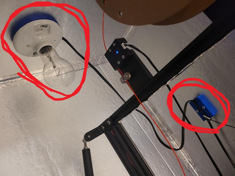 Enclosure active heated chamber system incandescent lamp with auto switch to keep 55C