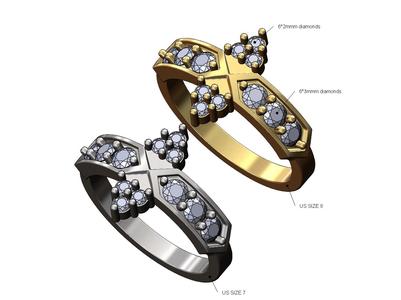 Diamond clusters and chamfred diamond links band 3D print model