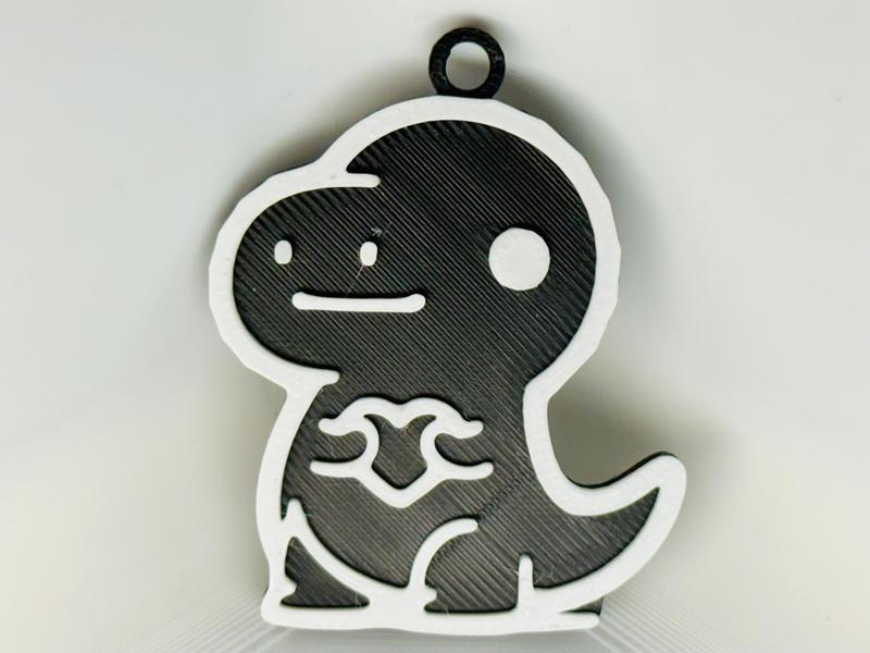 T-Rex Holding a Heart Keychain