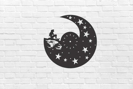 WALL CLOCK siren moon night star