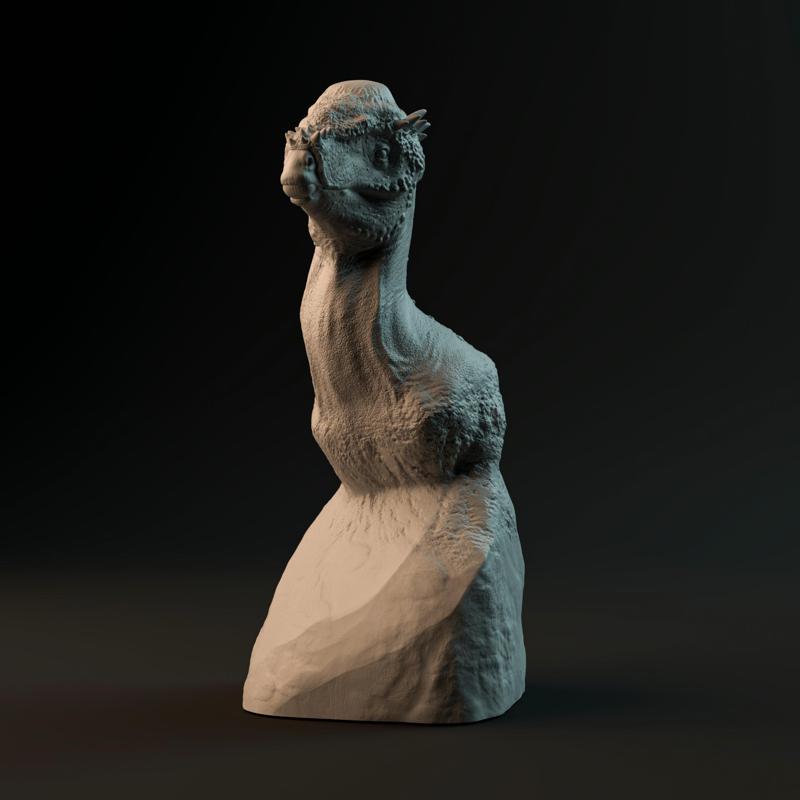 Pachycephalosaurus bust - pre-supported dinosaur head