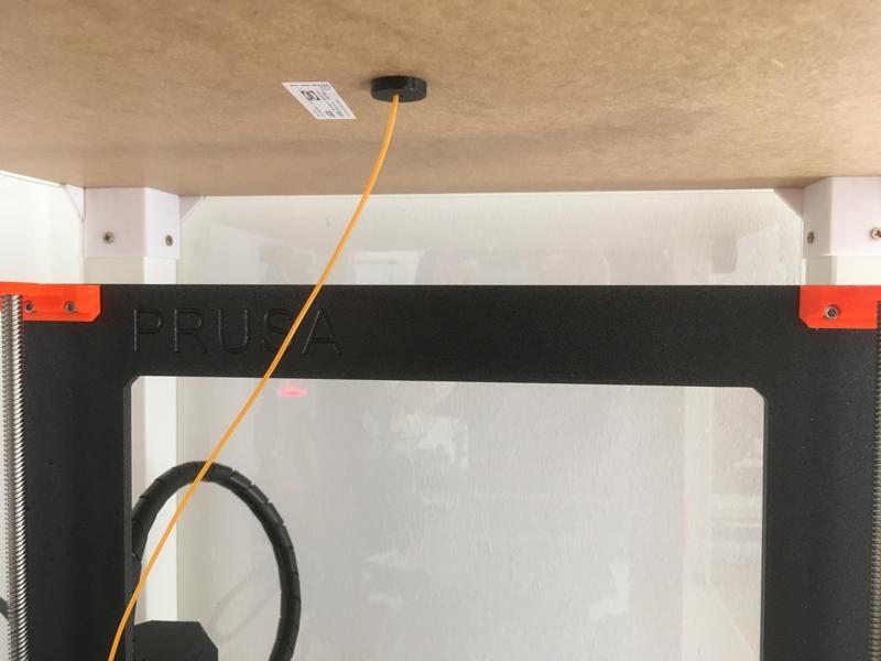 screw on IKEA Lack Filament Guide with storage holes for unused filaments