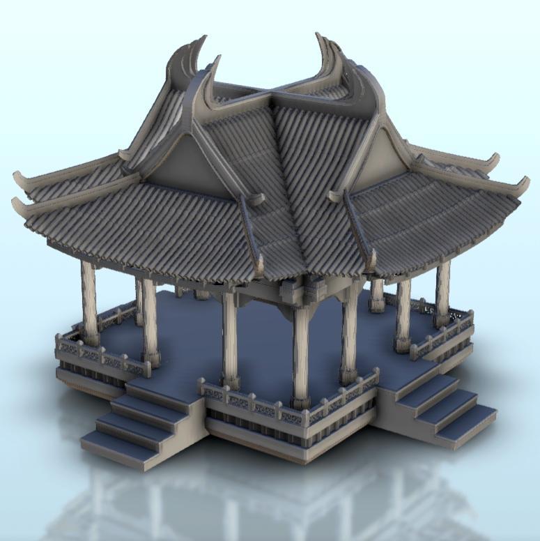 Asian belvedere with columns 5 - Asia Terrain Clash of Katanas Tabletop RPG terrain China Korea