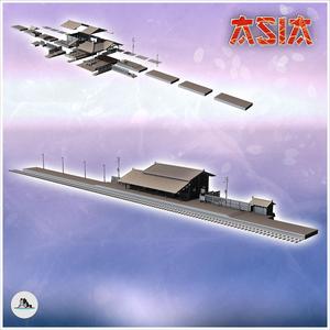 Asian passenger station with large tile building and wooden barrier (11) - Asian Asia Oriental Angkor Ninja Traditionnal RPG Mini