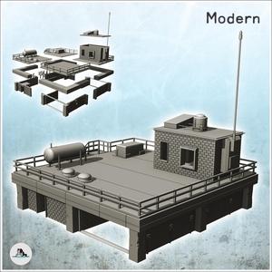 Industrial garage with rooftop annex and long antenna (intact version) (10) - Modern WW2 WW1 World War Diaroma Wargaming RPG Mini Hobby