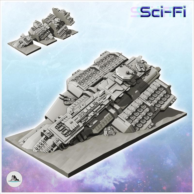 Huge space capital warship carcass (rear part) (4) - Future Sci-Fi SF Post apocalyptic Tabletop Scifi Wargaming Planetary exploration RPG Terrain
