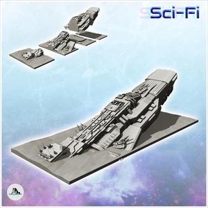 Huge space capital warship carcass (front part) (3) - Future Sci-Fi SF Post apocalyptic Tabletop Scifi Wargaming Planetary exploration RPG Terrain