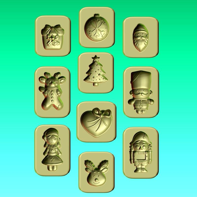 PACK OF 10 CHRISTMAS 3D COOKIE DESIGN PART 1 - SANTA CLAUS - CHRISTMASXCULTS