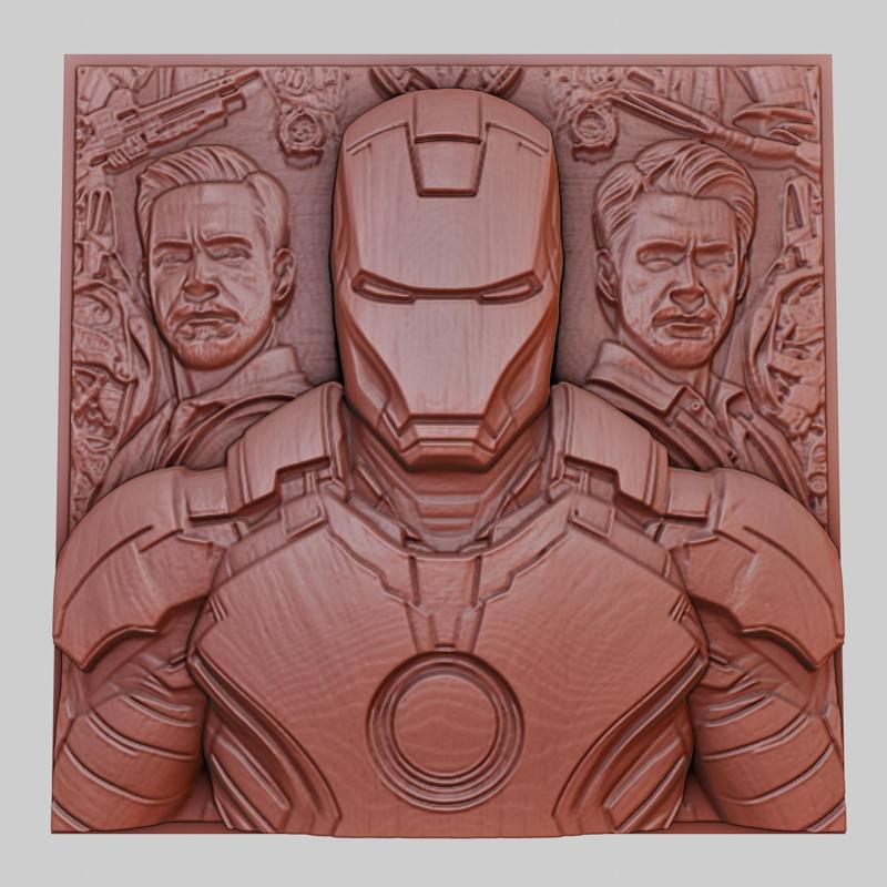 Iron Man 3d printer relief medallion obj stl