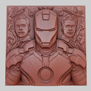 Iron Man 3d printer relief medallion obj stl