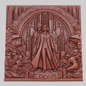 Metropolis 3d printer relief medallion obj stl
