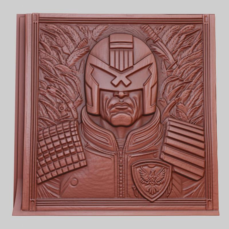 Judge Dredd 3d printer relief medallion obj stl