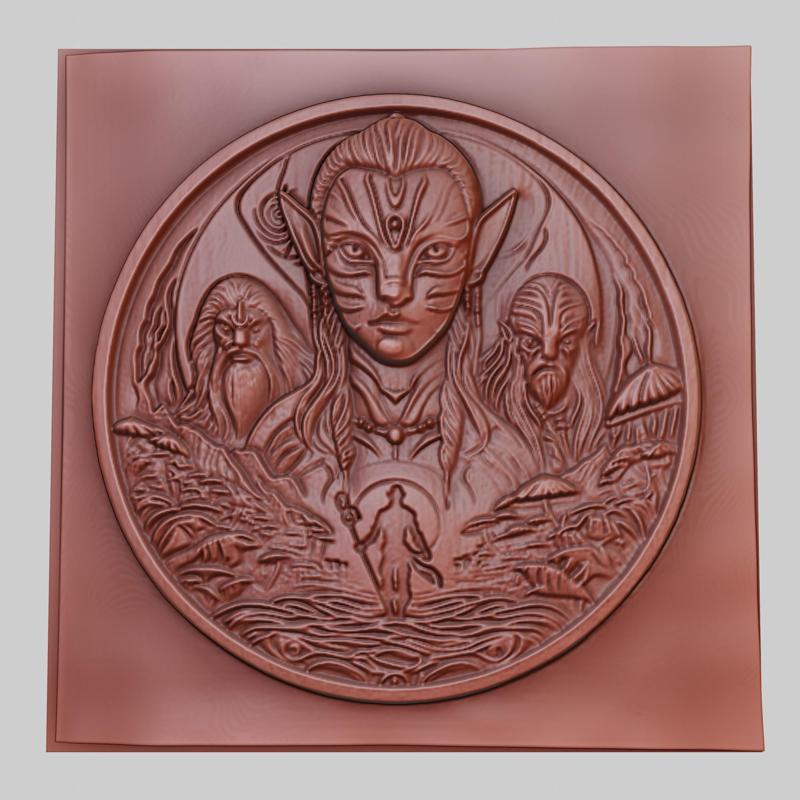 Avatar 3d printer relief medallion obj stl