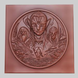 Avatar 3d printer relief medallion obj stl