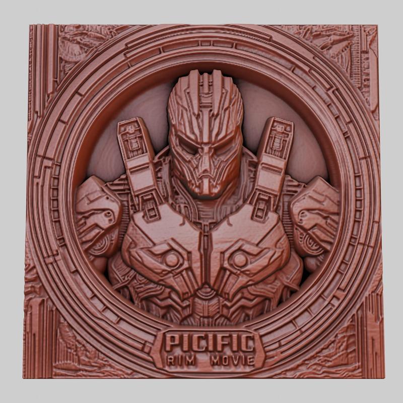 Pacific Rim 3d printer relief medallion obj stl
