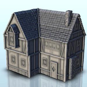 Medieval house with chimney 9 - Medieval Dark Age scenery terrain wargame