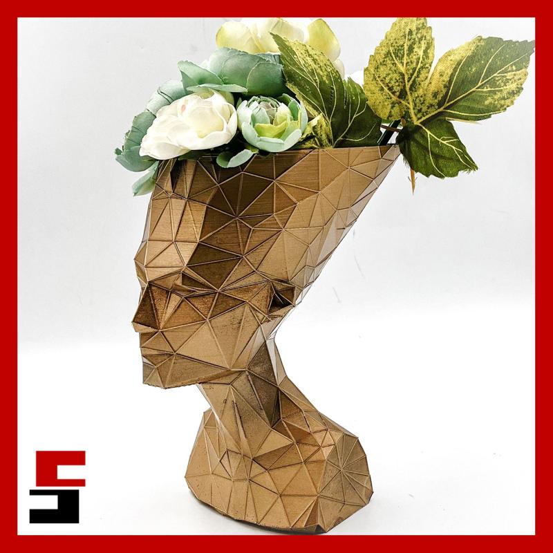 Nefertiti Planter Pot Voronoi Low Poly