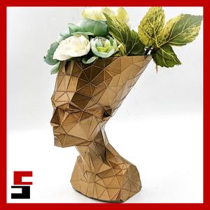 Nefertiti Planter Pot Voronoi Low Poly