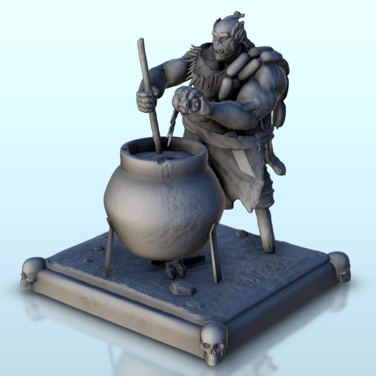 Orc cook with pot 8 - Ork Green Horde Fantasy Beast Chaos Demon Ogre