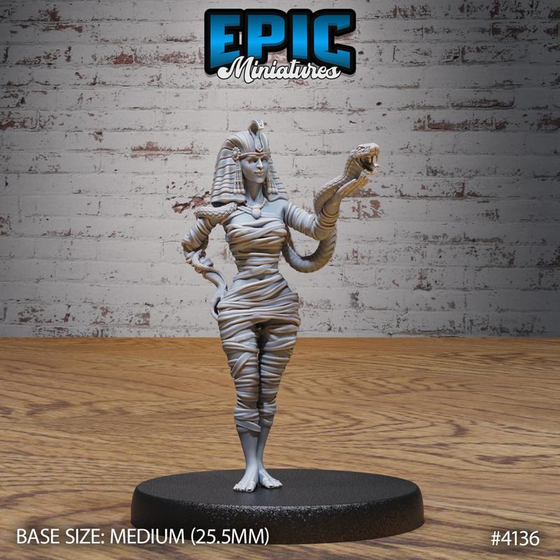 Cleopatra Mummy Lady Snake ‧ DnD Miniature ‧ Tabletop Miniatures ‧ Gaming Monster ‧ 3D Model ‧ RPG ‧ DnDminis ‧ STL FILE