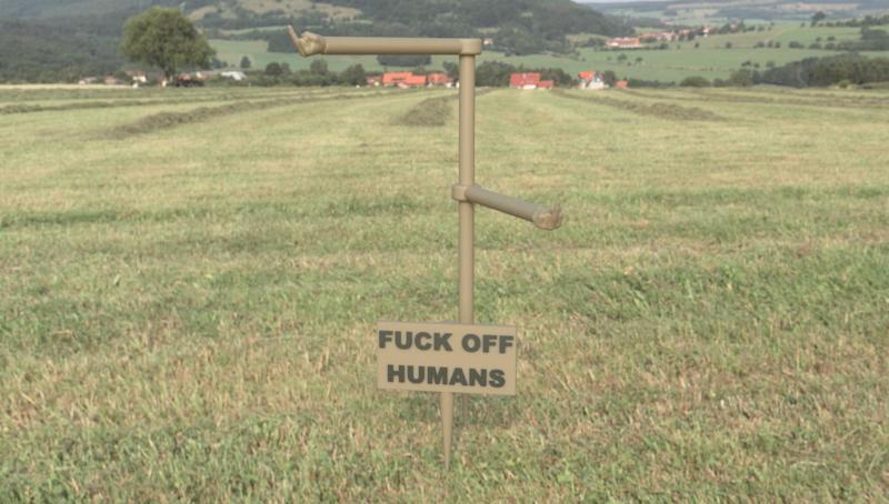Plant support stake with middle fingers