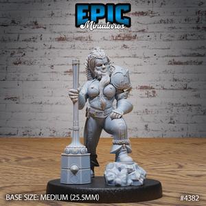 Bearded Female Dwarf ‧ DnD Miniature ‧ Tabletop Miniatures ‧ Gaming Monster ‧ 3D Model ‧ RPG ‧ DnDminis ‧ STL FILE
