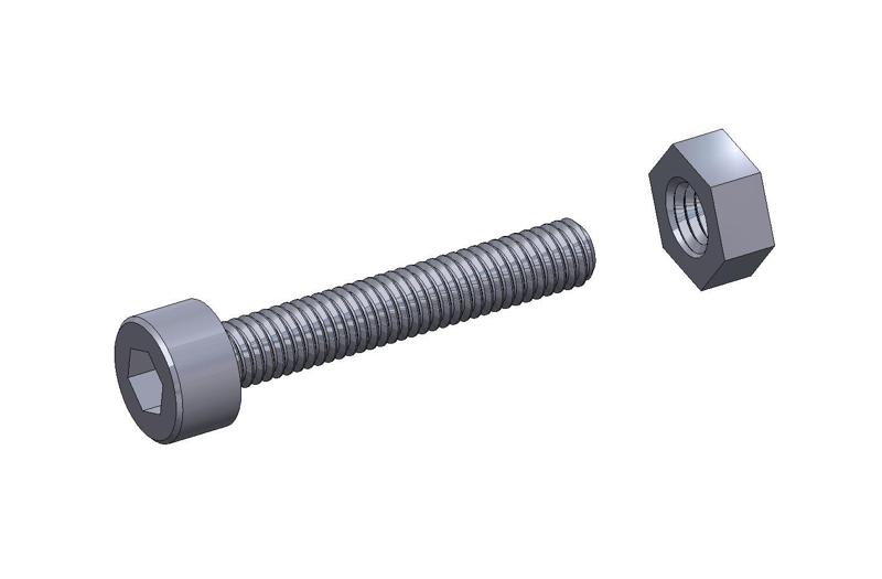 M3 x 18mm bolt DIN 912 VG + M3 nut DIN934 Nut Screw