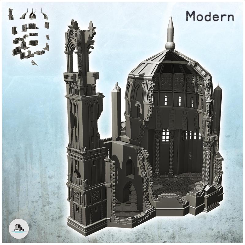 Cathedral of San Tommaso in ruins (Ortona, Italy) - Modern WW2 WW1 World War Diaroma Wargaming RPG Mini Hobby