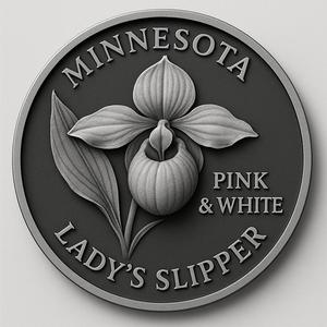 Minnesota state flower pink & white Lady's slipper coin token wall art