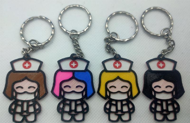 nurse keychain different hair colors nurse key chain
